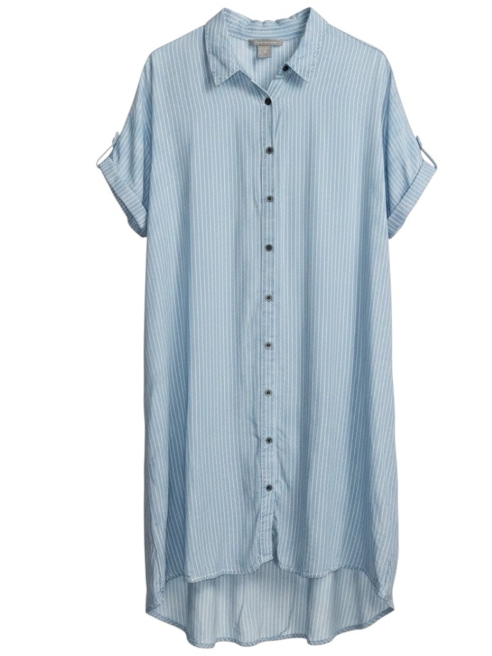 Lucky Brand Light Blue Pin Striped Button-Front Shirt Dress